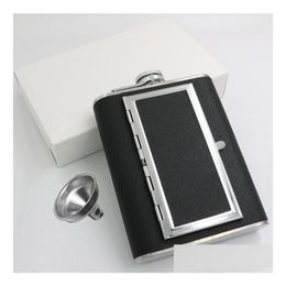 Hip Flasks Dual Use Stainless Steel 5Oz 6Oz Whisky Stoup Outdoor Portable Liquor Wine Pot With Cigarette Case Sn1970 Drop Delivery H Dhxpi