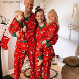 Family Matching Outfits 2023 New Christmas Pyjamas Set Adults Kids Matching Outfit Cartoon Print 2 Pieces Clothing Sets Sleepwear Baby Romper Xmas Look T230921