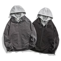 Mens Jackets Autumn Jacket Fashion Quality Spliced Hooded Outdoor Windproof Man Coat Custom 230921