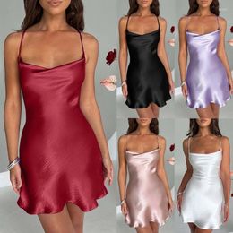 Casual Dresses Cross-backless Pleated Camisole Dress Ruffle Strap Outfits Bodycon Sexy Cloth