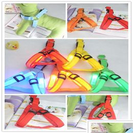 Dog Collars Leashes Pet Harness Luminous Led Usb Rechargeable Lighting For Dogs Cat Harnesses Glowing Night Safety 20220112 Q2 Dro Dhszd