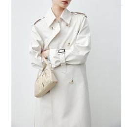 Women's Trench Coats Long Staple Cotton Windbreaker Heavy Work Silhouette J Classic Approximate Version Medium Length Coat For Spring