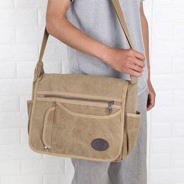 Outdoor Bags men canvas messenger bag outdoor leisure multi pocket cross body shoulder bag large capacity travel bag hand bag 230921