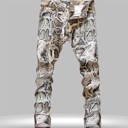 Whole-European and American Style printed jeans for men mens leopard print pants slim straight denim pants for men shipp263P