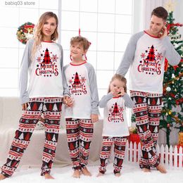 Family Matching Outfits 2023 Family Christmas Matching Outfits Santa Tree Print Sleepwear Parent-child Pyjamas Set Baby Romper Xmas Family Look Clothes T230921