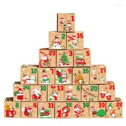 Gift Wrap 24 Pcs Christmas Supplies Advent Calendar Number Kraft Paper Candy Boxes For Party Packaging Box