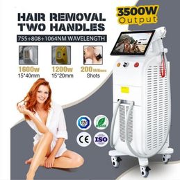 3500 Watts Hair removal laser Three wavelength 755 808 1064nm Diode Laser Machine double Handles for permanent Hair Removal beauty machine