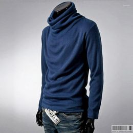Men's Sweaters Sweater Men Korean Fashion Pile Heap Collar Tops Casual Mens Clothes Long Sleeve Knitted Male