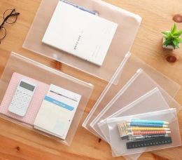 wholesale wholesale Waterproof Plastic Zipper Paper File Folder Book Pencil Pen Case Bag Files document bag for office student supplies LL