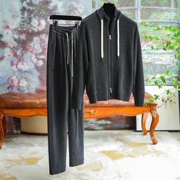 Womens Two Piece Pants The Foreign Gas Wool Sweater Fashion Suit Female Autumn Simple Solid Color Pants Suit Hundred Women Clothing 230920