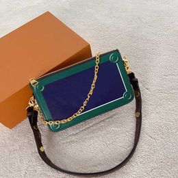 M23435 women designer shoulder bag top quality Blue Green Leather Handbag Fashion lady Lexington crossbody bag Chain purse