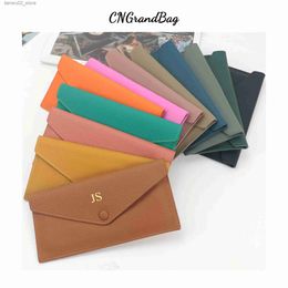 Money Clips Customized Letters Pebble Pattern Envelope Bag Thin Long Wallet Cardholder Clutch Bag Women's Mobile Bag Coin Purse Q230921