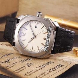 Cheap New Octo 41mm Steel Case 102207 BGO41WSLD White Dial Swiss Quartz Mens Watch White Leather Gents Sport Watches Pure time 12C264J
