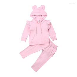 Clothing Sets Born Baby Kids Outfits Set Casual Long Sleeve Autumn Clothes Hoodies Tops Ruffle Pants Leggings Tracksuits Sweet Girls 0-24M