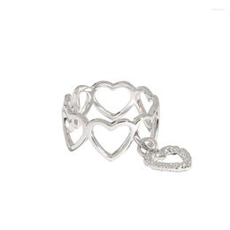 Cluster Rings 2.9g One Piece Women's Fashion Creative Heart 925 Sterling Silver 18k Gold Jewelry Open
