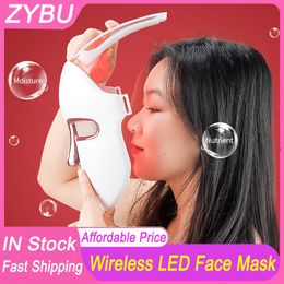 New Wireless 7 Colours LED Facial Mask Photon Therapy Skin Rejuvenation Wrinkle Removal Anti Ageing Acne Treatment Home Use Beauty Face Whitening Mask