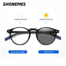 Blue Light Blocking Glasses SHONEMES Blue Light Blocking Round Glasses Frame Men Women Mixed Colour TR90 Pochromic Eyewear for Computer Game Work Reading 230920