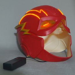 Costume Accessories Movie Superhero Mask Cosplay Costume Flash Barry Allen Latex Masks Led Helmet Adult Unisex Halloween Prop