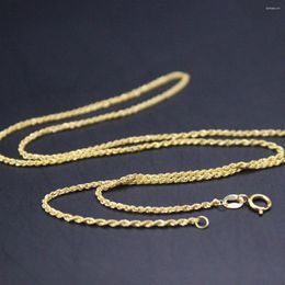 Chains Real 18K Yellow Gold Chain For Women 1.1mm Rope Link Necklace 45cm/18inch Stamp Au750