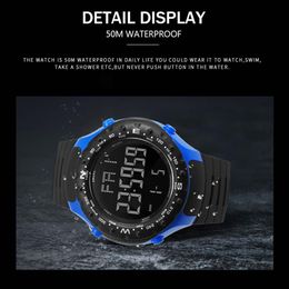 luxury Watch for Men 5Bar Waterproof SMAEL Watch S Shock Resist Cool Big Men Watches Sport Military 1342 LED Digital Wrsitwatches 309y