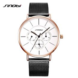 SINOBI Stylish Women Watches Golden Case Milan Mesh Casual Ladies Quartz Watch Gift Fashion Clock Calendar relogio feminino267D