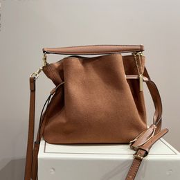 Suede Tote Bag Women Top Handle Handbag Designer Luxury Bag Bucket Bag Crossbody Shoulder Bags Purse Matte Leather Purse Drawstring Autumn Winter Bag Gold Hardware