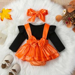 Clothing Sets CitgeeAutumn Toddler Baby Girl Fall Clothes Long Sleeve Ruffled Tops Suspender Shorts Bow Headband Set Outfit