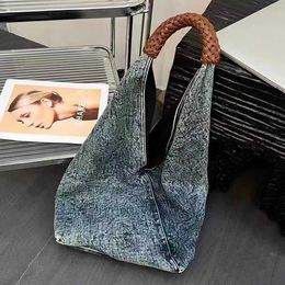 Underarm Bag Denim Woven Tote Bag Triangular Large Capacity Canvas Shoulder Bag Women's Bag 230915