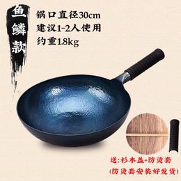 Pans Wok Manual Iron Traditional Old Household Non-coated Non-stick Pan