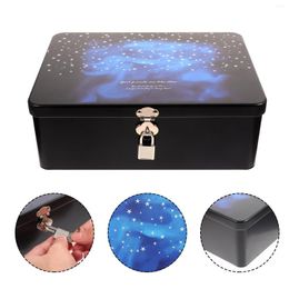 Gift Wrap Storage Box Lid Lock Tinplate Can Case Container 24.5X18X8.5CM Small Tins Lids File Travel