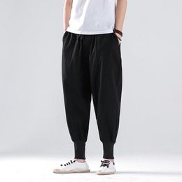 Men's Pants M-5XL Cotton Harem Men Solid Elastic Waist Streetwear Joggers 2023 Baggy Drop-crotch Casual Trousers XXXXXL