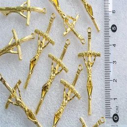 60 pieces rosary gold handmade metal cross gold cross pendant for DIY handmade earrings bracelet long chain Jewellery pendant287r