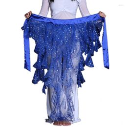 Stage Wear Tribal Real Rushed Women Belly Dance Top Sexy Costume Hip Scarf Wrap Belt Skirt Waves Tassel 9 Colours