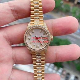 Luxury Ladies Classic Watches Diamond 69178 27mm Calendar Sapphire Glass Mechanical Automatic Yellow Gold Stainless Steel Bracelet265b