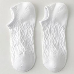 Women Socks 3 Pairs Summer Cotton Invisible Solid Colours Thin Short Boat Breathable Low Cut Non-slip For Ladies Girls