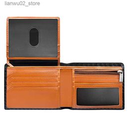 Money Clips Bi-Fold Wallet Slim Simple Carbon Fibre Contrast Colour RFID Blocking Leather Zipper Coin Pouch Men's Wallet Q230921