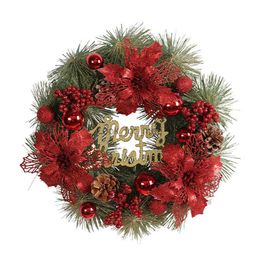 Christmas Decorations Christmas Wreath Door Hanging Christmas Flower Pinecone Artificial Garland For Front Door Pendnat Garland Merry Christmas Decor HKD230921