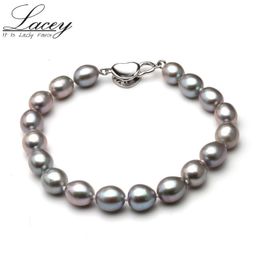 Charm Bracelets Natural Freshwater Pearl Bracelets Bangles For Women Fashion Gray Pearl Beads Bracelets Jewelry Valentine's Day Gift 230921