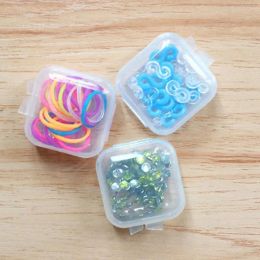 Scatola di contenitori di plastica trasparenti mini quadrati vuoti semplici con coperchi Scatola di immagazzinaggio di tappi per le orecchie di gioielli piccola scatola