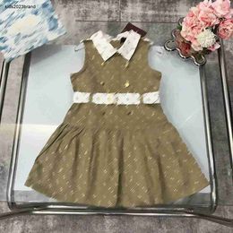 fashion Tank top dress for girl White lapel design Kids frock Size 100-150 CM Letter Flower Full Print Child Skirt Sep20