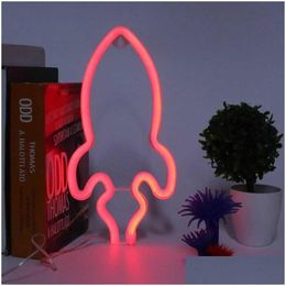 night lights neon lamp innovative rocket shape led sign baby room christmas wedding party supplies drop delivery lighting indoor otxnl