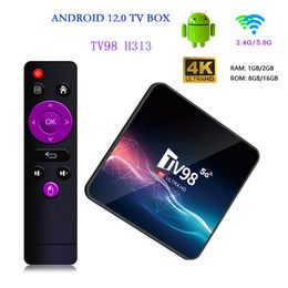 TV98 Android 11.0 TV Box Allwinner H313 Quad Core 2GB/ 16GB 2.4G 5G Dual WIFI H.265 UHD AV1 4K Smart Media Player Set Top Box