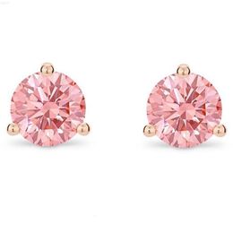 2ct 10k Yellow Gold Pink Color Lab Moissanite Diamond Stud Earrings