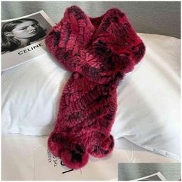 Scarves Arrivals Women Real Rex Rabbit Fur Scarf Lady Fashion Knitted Warm Soft Winter Natural Muffler B8 220114 Drop Delivery Accesso Dhknr