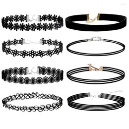 Chains Pieces Choker Lace Velvet Set 8 Stretch Classic Gothic Necklace Necklaces & Pendants