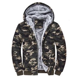 Men's Hoodies Sweatshirts Men's Zip Up Hoodie camouflage Heavyweight Winter Sweatshirt Fleece Sherpa Lined Warm Jacket 230920