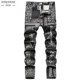 Mens Jeans Autumn Printed Paisley Fashion Classic Daily Regular Fit Casual Stretch Pants Male Loose jeans hombre Trousers 230921