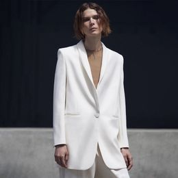 Kobiety damskie Blazers 2023 Autumn and Winter Classic Basic Silk Wool Blend OneButton White Suit Top dla kobiet 230920
