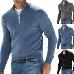 Men's Sweaters Handsome Men Spring Shirt Stand Collar Warm Slim Fit Pullover Thermal Sweater