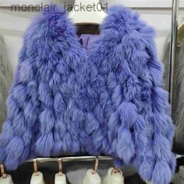 Women's Fur Faux Fur 2023 Women Winter Warm High Quality Luxury Fashion Full Sleeves V Neck Short Fur Jacket Real Fox Fur Coat Female Pluffy Outwear J230921